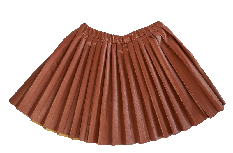 KIPP COGNAC LEATHER PLEATED SKIRT velvet skirt plush