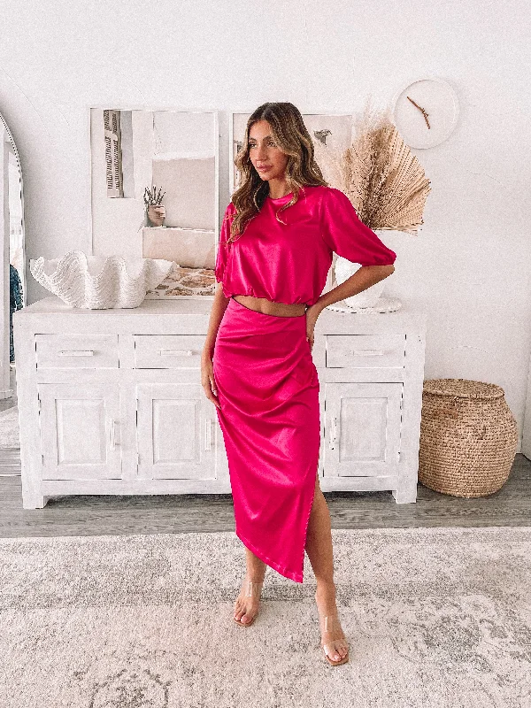 Krissa Skirt - Hot Pink wool skirt thick
