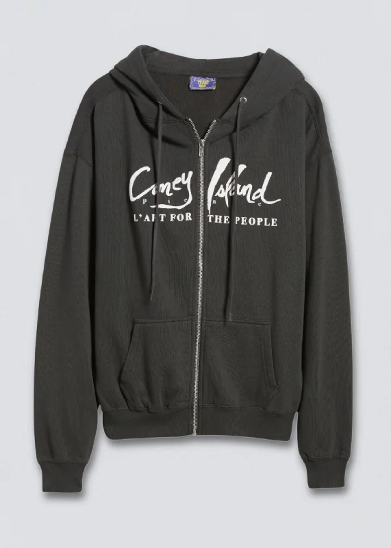 L'Art Zip-Up Hoodie Hoodie with Double Zipper Versatile Adjustable