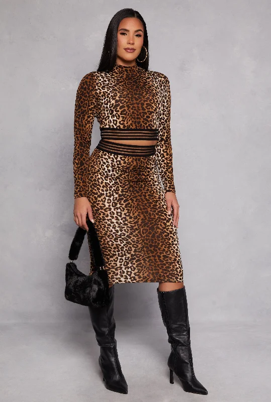 Iris Leopard Print Midi Skirt boho skirt vibe