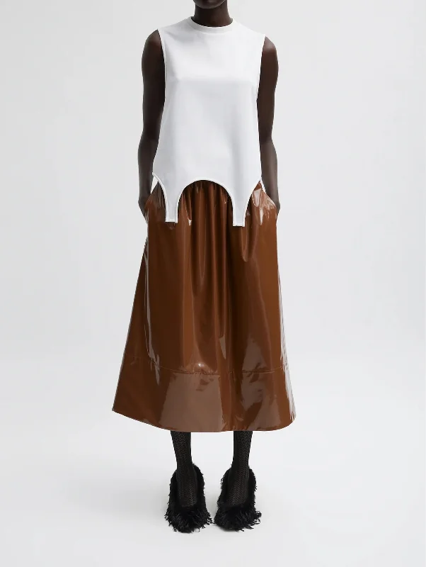 Light Weight Patent Smocking Skirt in Brick corduroy skirt comfortable