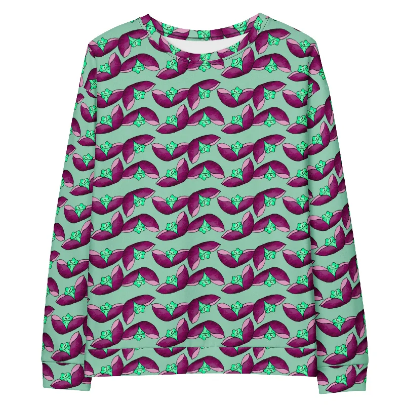 Lilac Print Vista Blue Sweatshirt Hoodie with Back Slit Movement Comfort