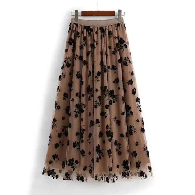 Long Skirt Korean Fashion Harajuku Kawaii Y2k Midi Maxi Tull Skirt Autumn Vintage Elastic High Waist Streetwear Black Skirt leather skirt durable