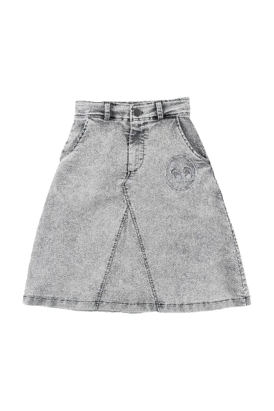 Loud Light Grey Wash Wild Midi Skirt wool skirt warm