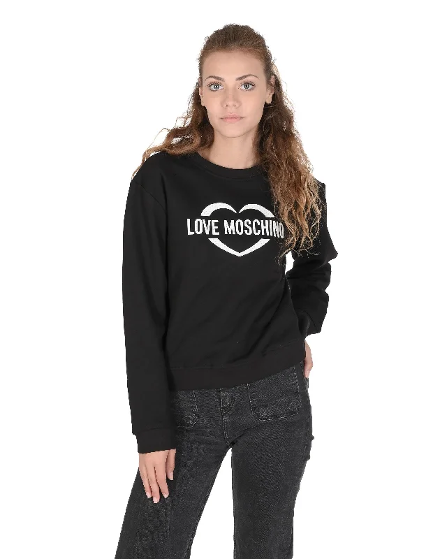 Love Moschino Womens Sweatshirt W 6 306 55 M 4055 C74 BLACK Hoodie with Hem Contrast Bold Stylish Love Moschino Womens Sweatshirt W 6 306 55 M 4055 C74 BLACK Hoodie with Hem Contrast Bold Stylish