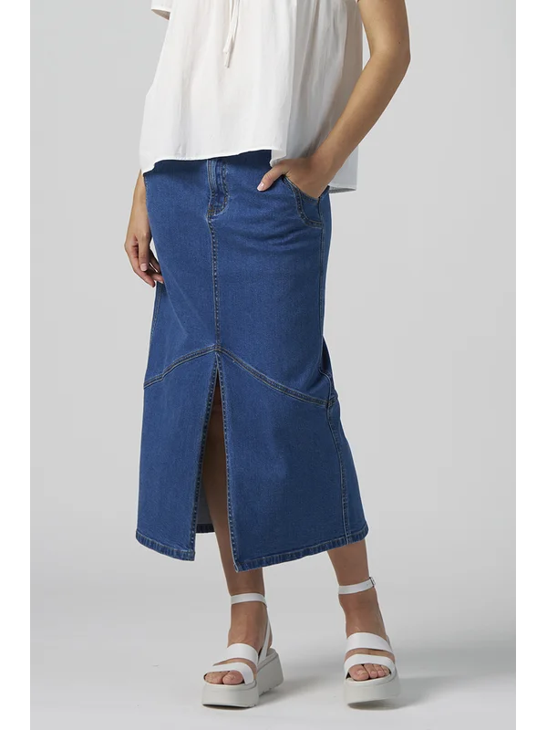 Madly Sweetly Moto Denim Skirt asymmetrical skirt cut