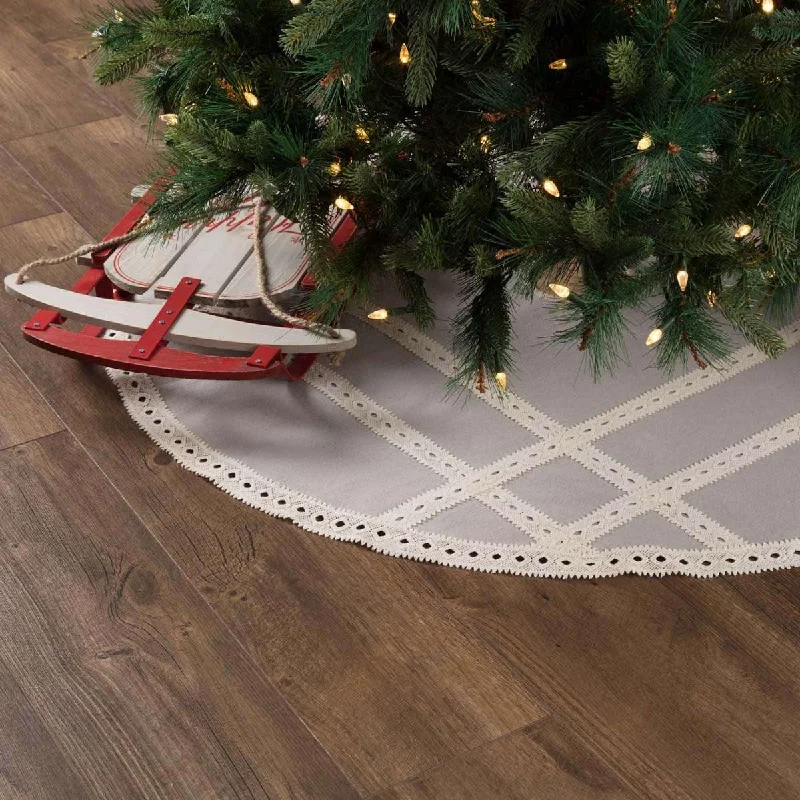 Margot Grey Christmas Tree Skirt 48 VHC Brands denim skirt fashionable