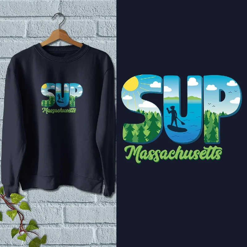 Massachusetts SUP Stand Up Paddleboard Sweatshirt Adult Unisex S-XXL Hoodie with Contrast Stitching Detailed Premium