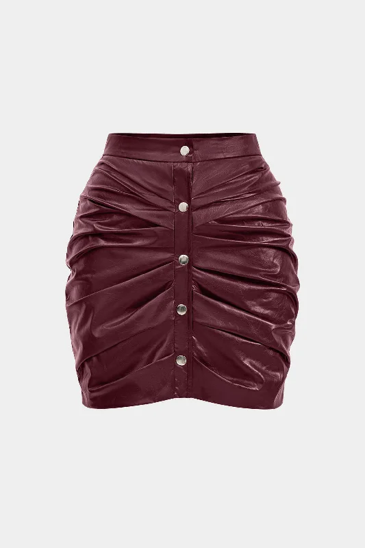 Faux Leather Ruched Skirt leather skirt refined