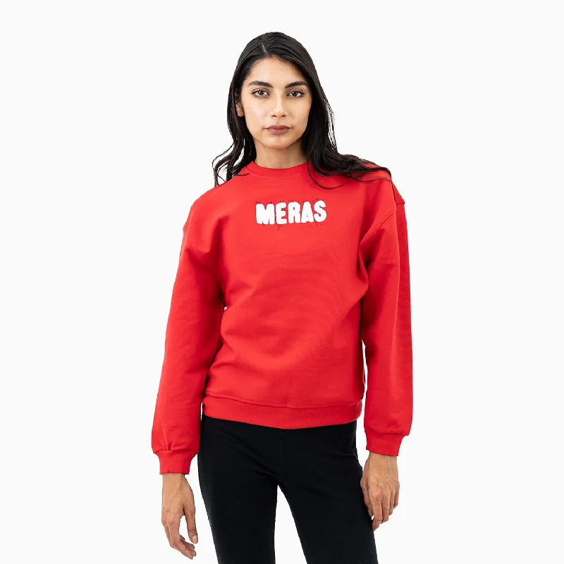 Women's Chenille Patch Sweatshirt Hoodie with Neon Bright Vibrant