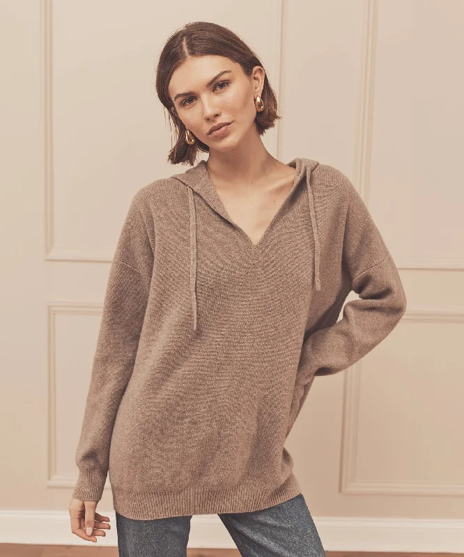 Cashmino Tunic Hoodie Hoodie with Mock Neck Collared Structured