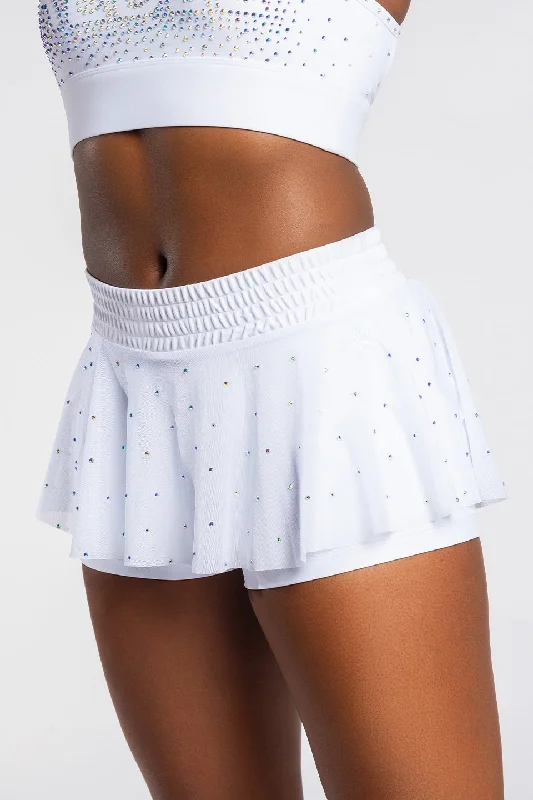 Mesh Overlay Skirt in White corduroy skirt comfortable
