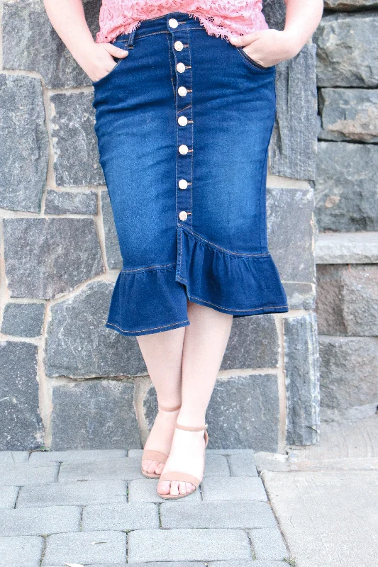 Miranda Dark Denim Skirt denim skirt durable