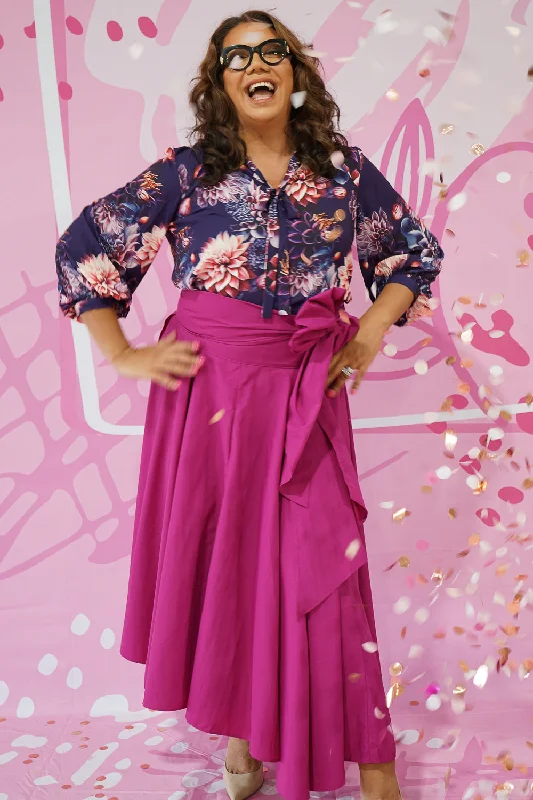 Miriam Vivid Skirt - Cerise velvet skirt plush