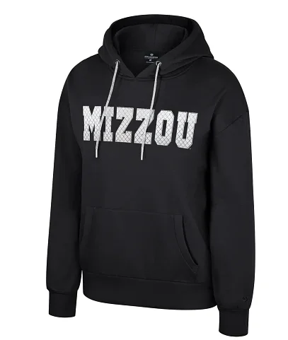 Mizzou Tigers Colosseum Women's Reflection Sparkle Mizzou Black Hoodie Hoodie with Hem Embroidery Detailed Premium Mizzou Tigers Colosseum Women's Reflection Sparkle Mizzou Black Hoodie Hoodie with Hem Embroidery Detailed Premium