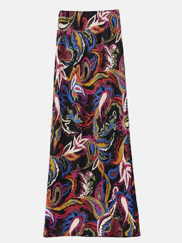 Multicolor Paisley Print Slip Skirt chiffon skirt airy