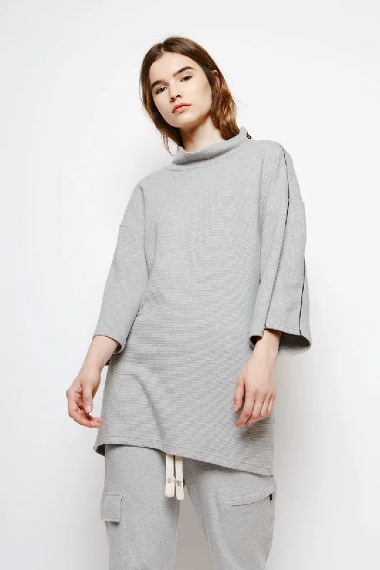 Essential Oversized Sweatshirt In Grey Hoodie with Exposed Zipper Edgy Industrial