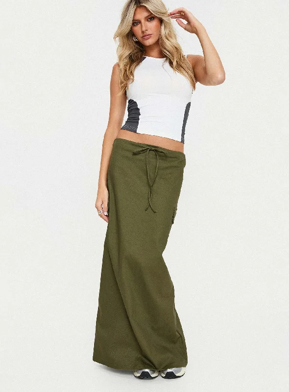 My Girl Maxi Skirt Olive casual skirt length