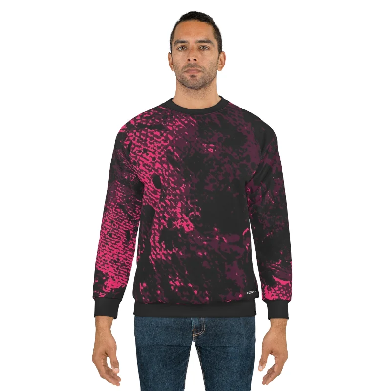 "Mystic Cube" (Cosmic Fusion - Dark Plum/Cherry) - Unisex Sweatshirt Hoodie with Hidden Zipper Minimalist Clean