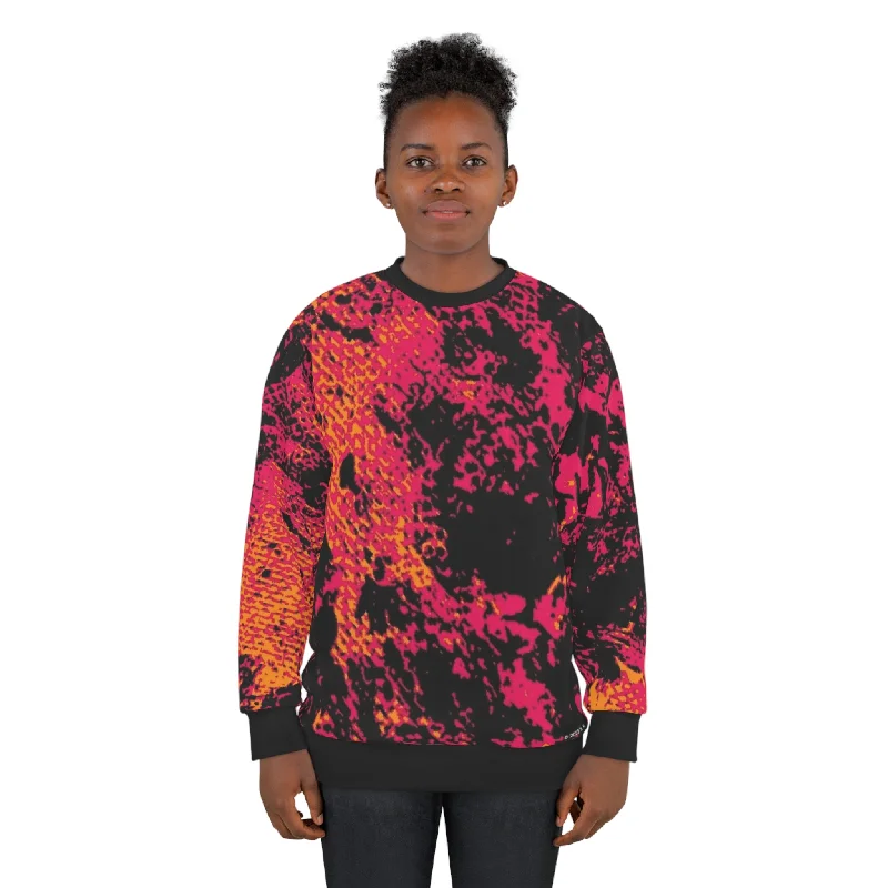 "Mystic Cube" (Cosmic Fusion - Magenta/Orange) - Unisex Sweatshirt Hoodie with Fur Luxurious Winter "Mystic Cube" (Cosmic Fusion - Magenta/Orange) - Unisex Sweatshirt Hoodie with Fur Luxurious Winter