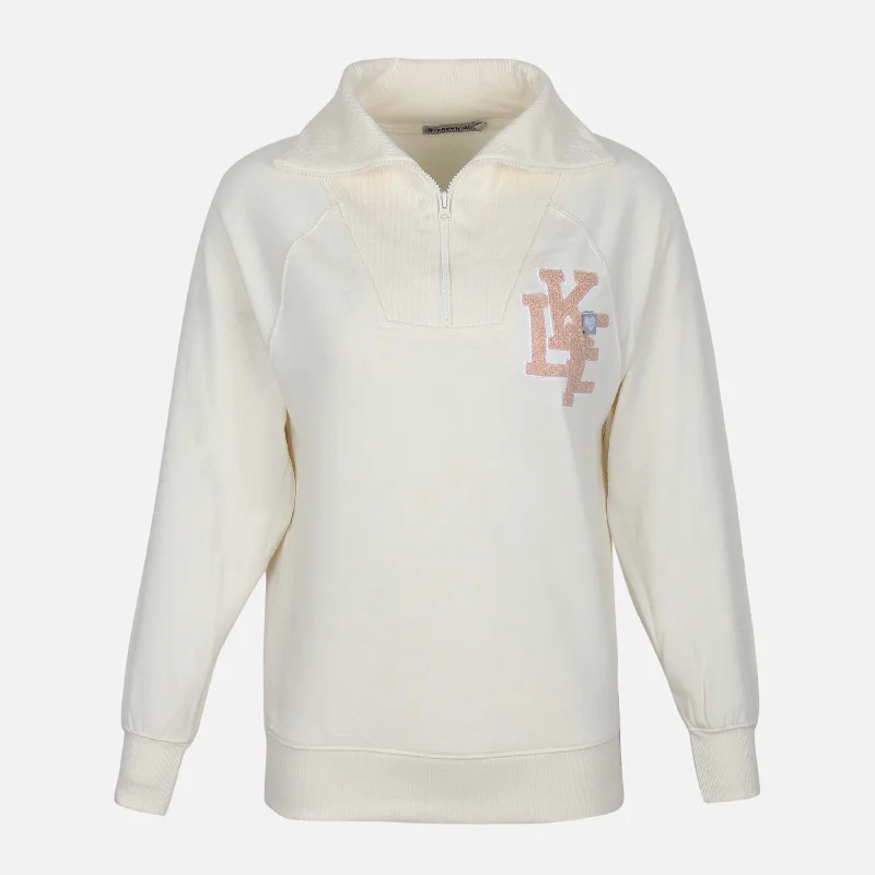 LADIES TERRY QUARTER ZIP SWEATSHIRT Hoodie with Earth Tones Natural Calm