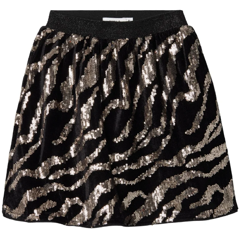 Name It Black Zebra Ranimal Skirt denim skirt stylish