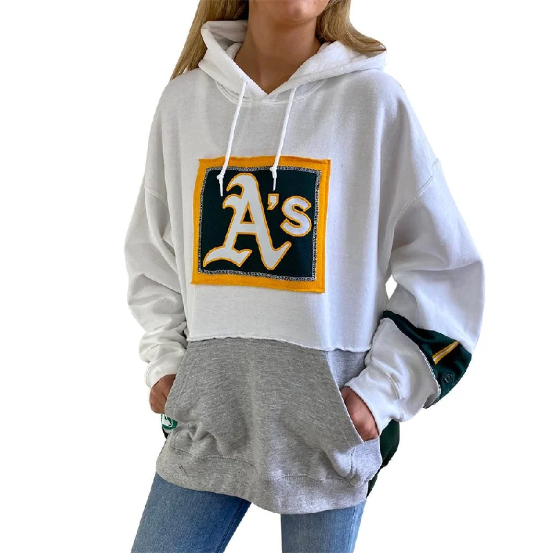 Oakland A's Unisex Hooded Sweatshirt Hoodie with Hem Frayed Vintage Worn