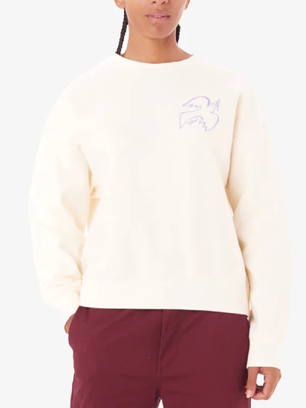 Peace Dove Crewneck Sweatshirt Hoodie with Hem Applique Textured Unique