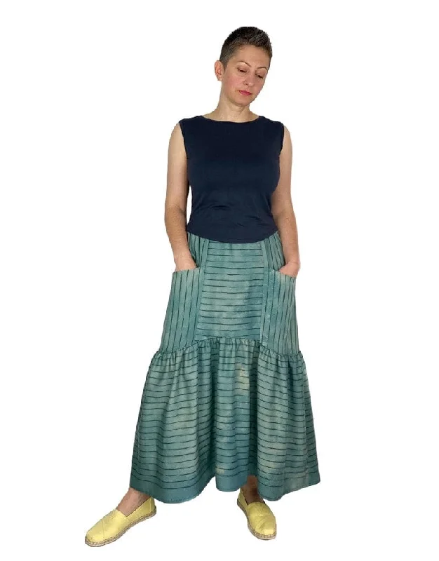 Olive Skirt Sewing Pattern, Dhurata Davies pleated skirt texture