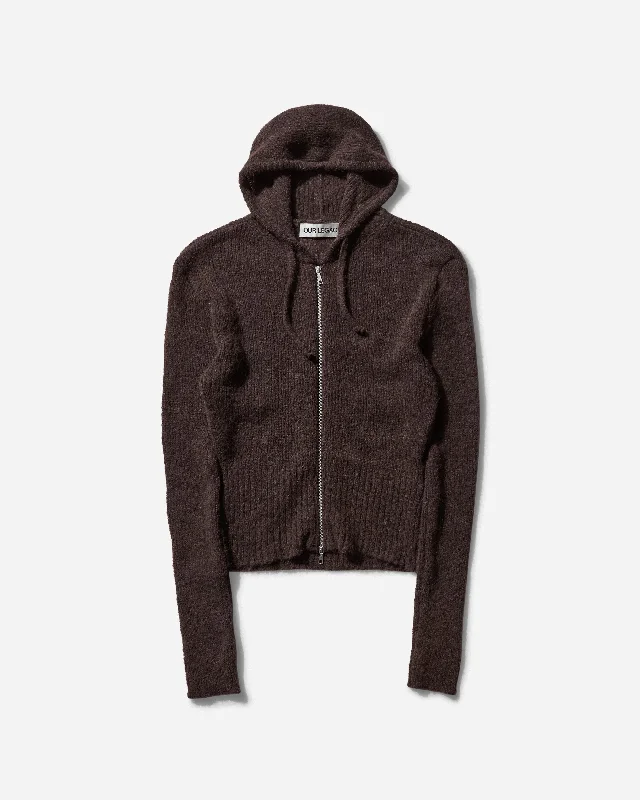Women's Compact Hoodie Smokey Brown Hoodie with Raglan Sleeves Sporty Comfortable