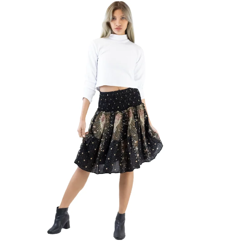 Peacock Women's Skirt in Black White SK0090 020007 06 denim skirt durable