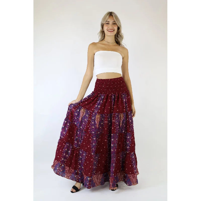 Peacock Women's Skirt in Dark Red SK0092 020008 02 maxi skirt elegant
