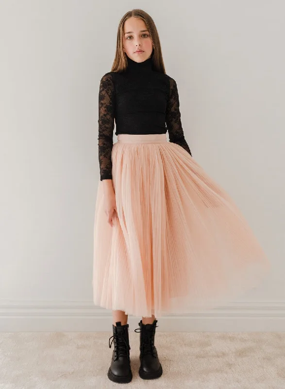 Petite Amalie Antique Rose Pleated Tulle Full Skirt tulle skirt dreamy