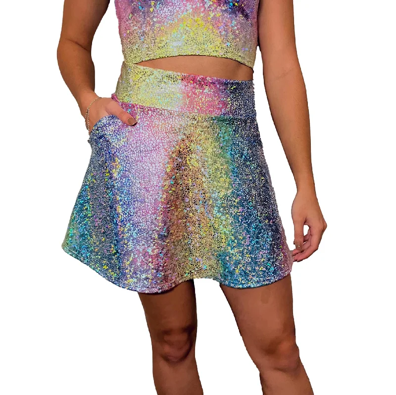 Rainbow Avatar A-line Skirt w/Optional Pockets maxi skirt elegant