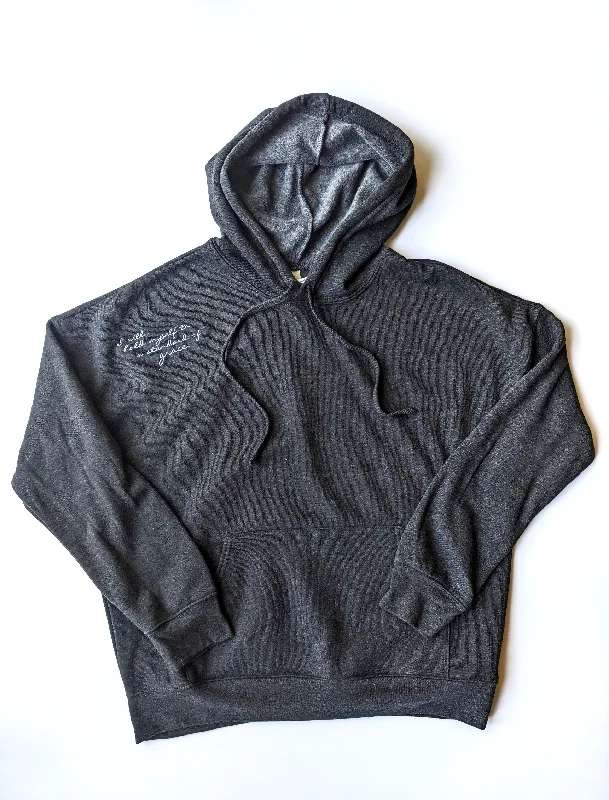 READY-TO-SHIP *NEW* embroidered Dark Gray Hoodie- multiple sizes Hoodie with Elastic Cuffs Stretchable Comfortable