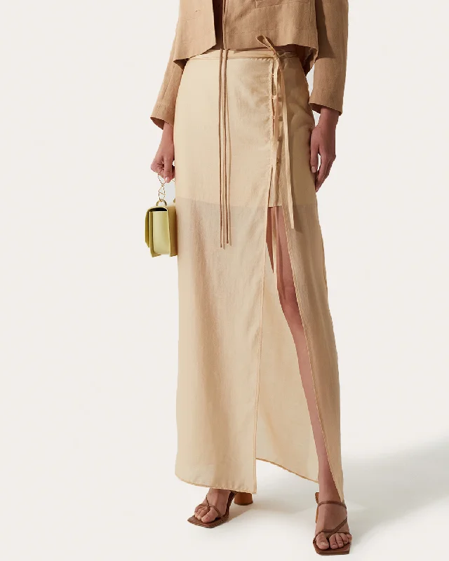 Reya Skirt Tencel Blend Tan cashmere skirt fine