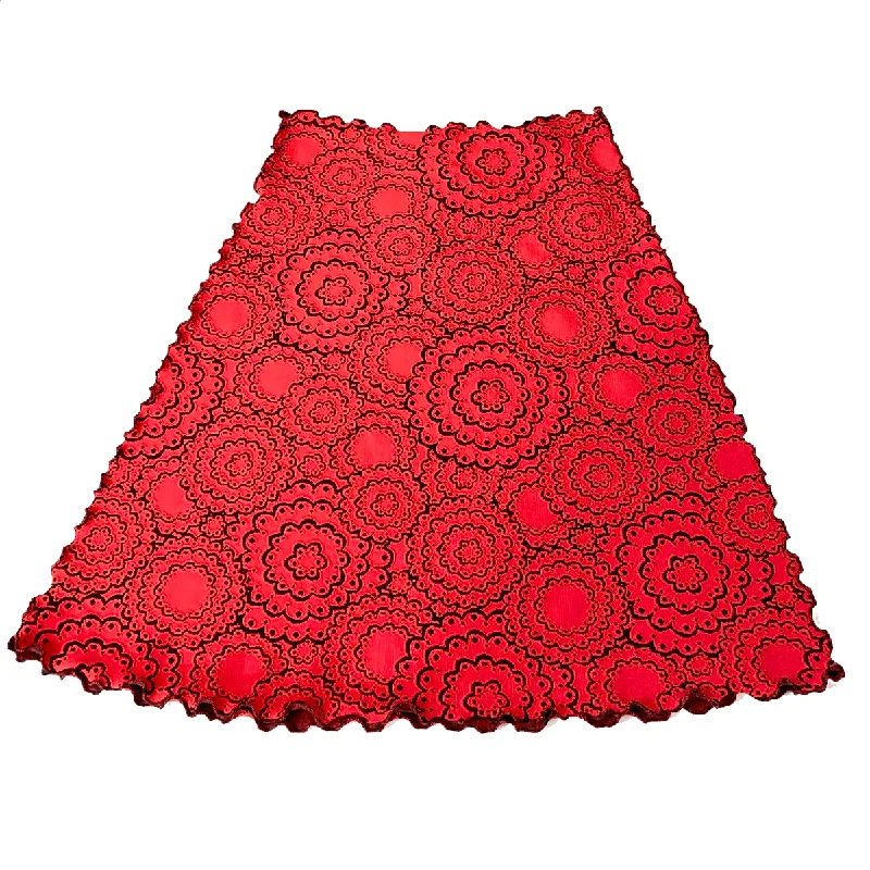 Rococco Red Doily Jacquard Knit Bias Skirt wool skirt warm