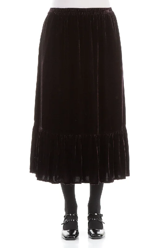 Ruffled Hemline Vintage Violet Silk Velvet Skirt chiffon skirt lightweight