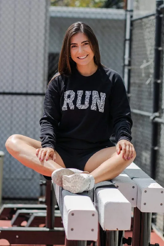 RUN Lace Sweatshirt Hoodie with Crew Neck Simple Timeless