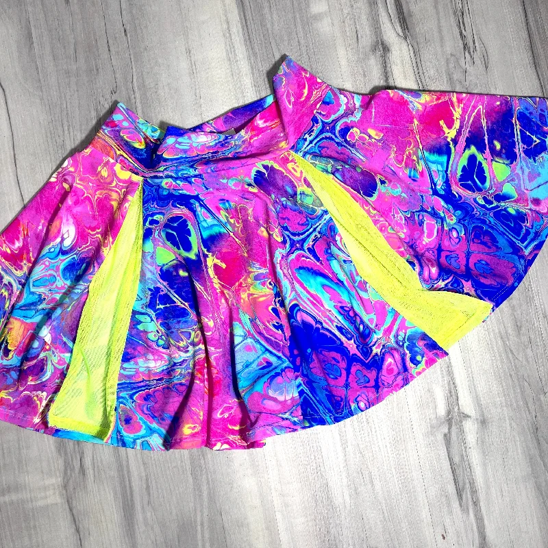 SALE - MEDIUM 18" Pleated Skater Skirt - Rainbow Vapor cashmere skirt soft