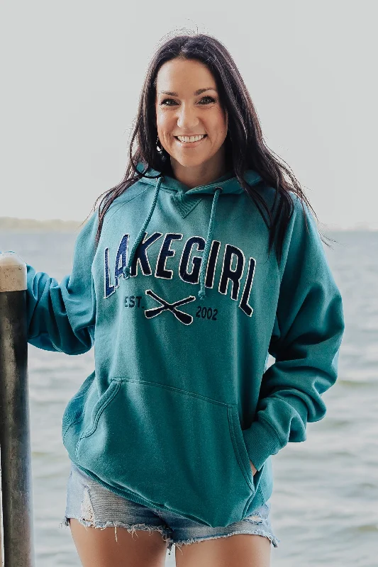 Sanded Fleece Hooded Sweatshirt in Dark Teal Hoodie with Drawcord Adjustable Secure