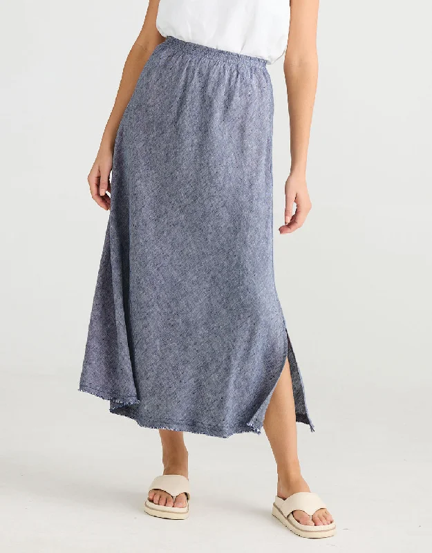 Sicily Linen Skirt - Navy Fleck corduroy skirt comfortable