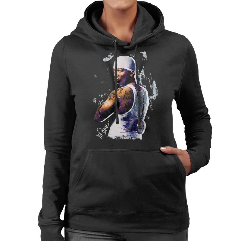 Sidney Maurer Original Portrait Of 50 Cent Bandana Women's Hooded Sweatshirt Hoodie with Distressed Vintage Worn