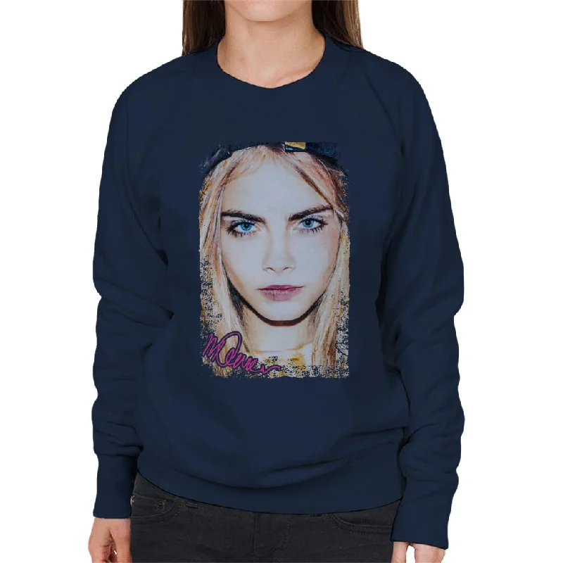 Sidney Maurer Original Portrait Of Actress Cara Delevingne Women's Sweatshirt Hoodie with Strings Custom Fit Adjustable