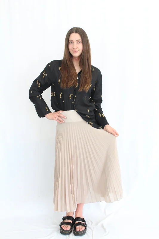 Sills - Pleat Midi Skirt corduroy skirt durable