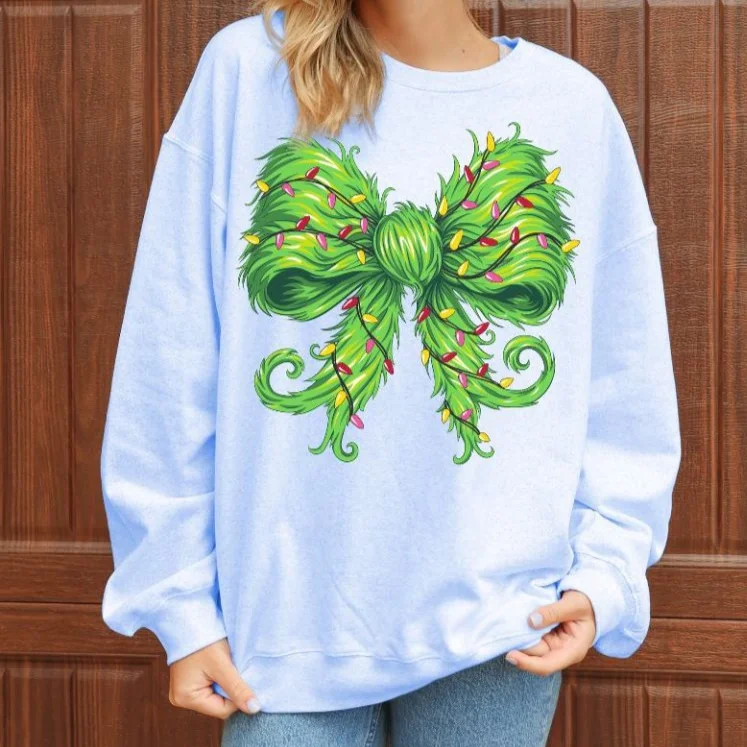 Simply Southern Green Fuzzy Bow Holiday Christmas Crew Sweatshirt Hoodie with Rolled Sleeves Casual Relaxed Simply Southern Green Fuzzy Bow Holiday Christmas Crew Sweatshirt Hoodie with Rolled Sleeves Casual Relaxed
