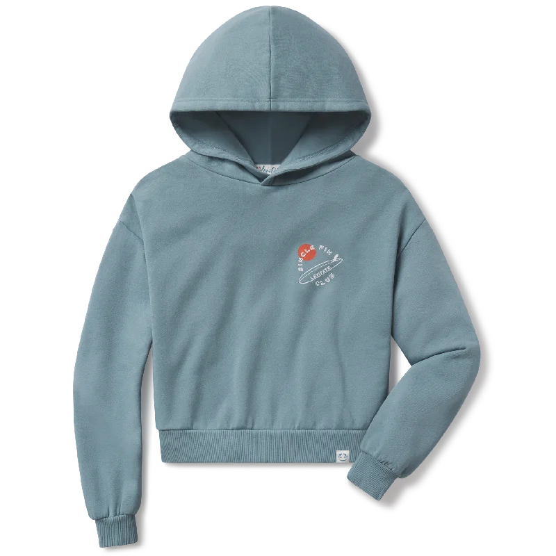 Single Fin Club Crop Hoodie Hoodie with Applique Textured Unique