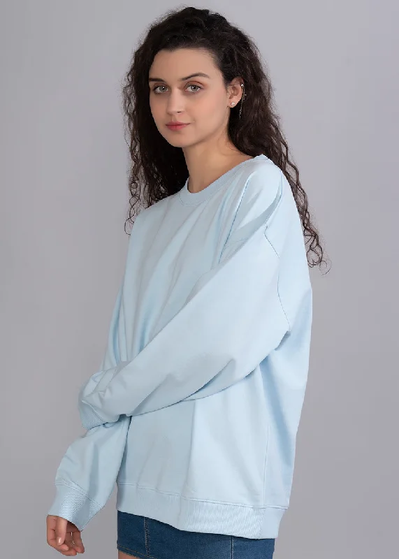 Solid Sky Women Drop Shoulder Sweatshirt | Buy Now | Pronk Hoodie with Print Artistic Unique Solid Sky Women Drop Shoulder Sweatshirt | Buy Now | Pronk Hoodie with Print Artistic Unique