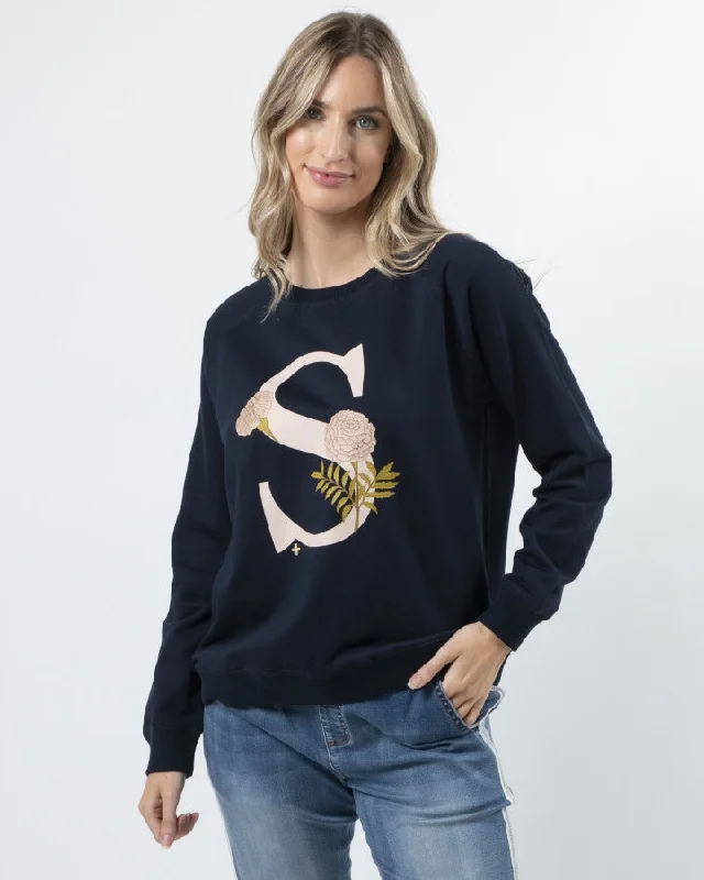 Stella + Gemma Classic Sweater - Fiore Navy Oversized Loose Flowy