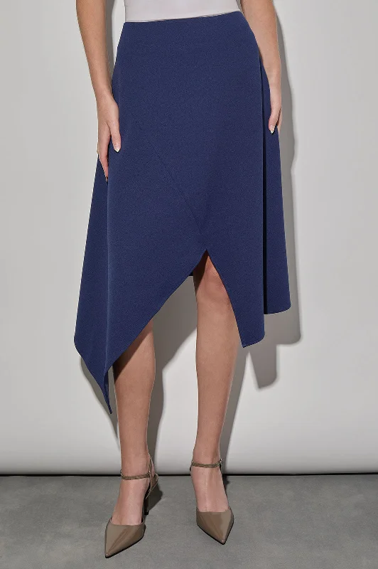 Stretch Deco Crepe Asymmetrical Below-the-Knee Skirt chiffon skirt floaty